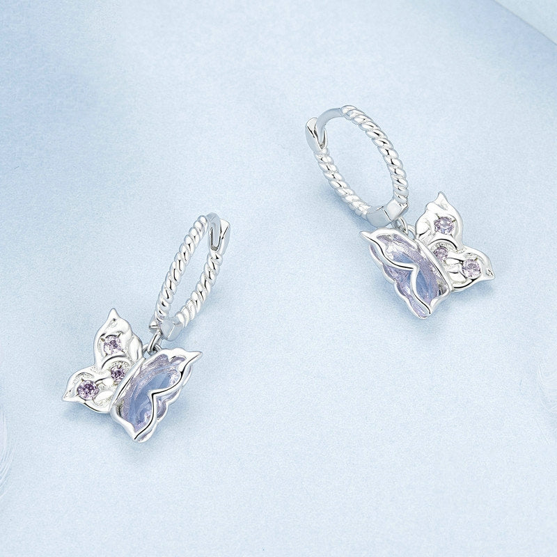 حلق فضة عيار 925 علي شكل فراشة