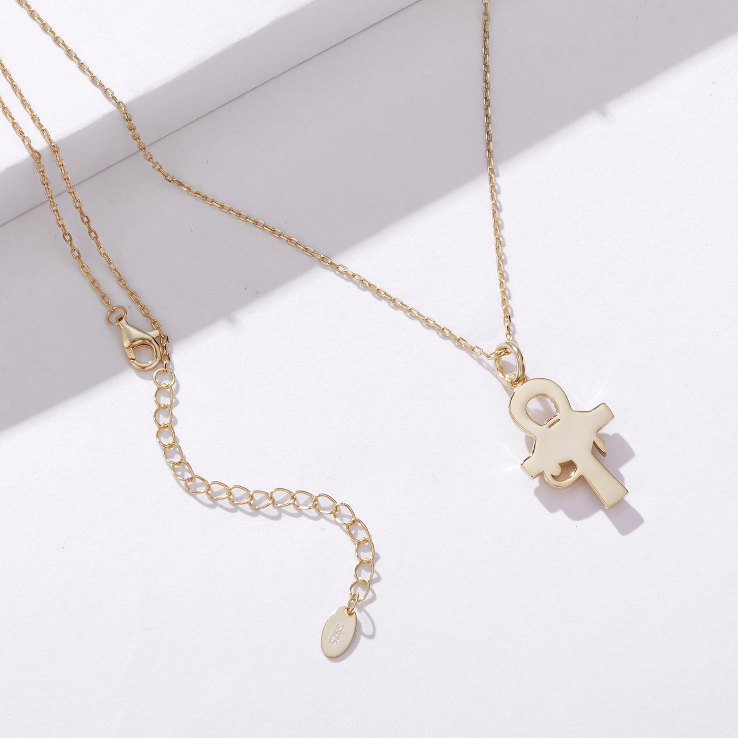 Gold-Plated 925 Silver Ankh Necklace with the Eye of Horus and Zircon Stones