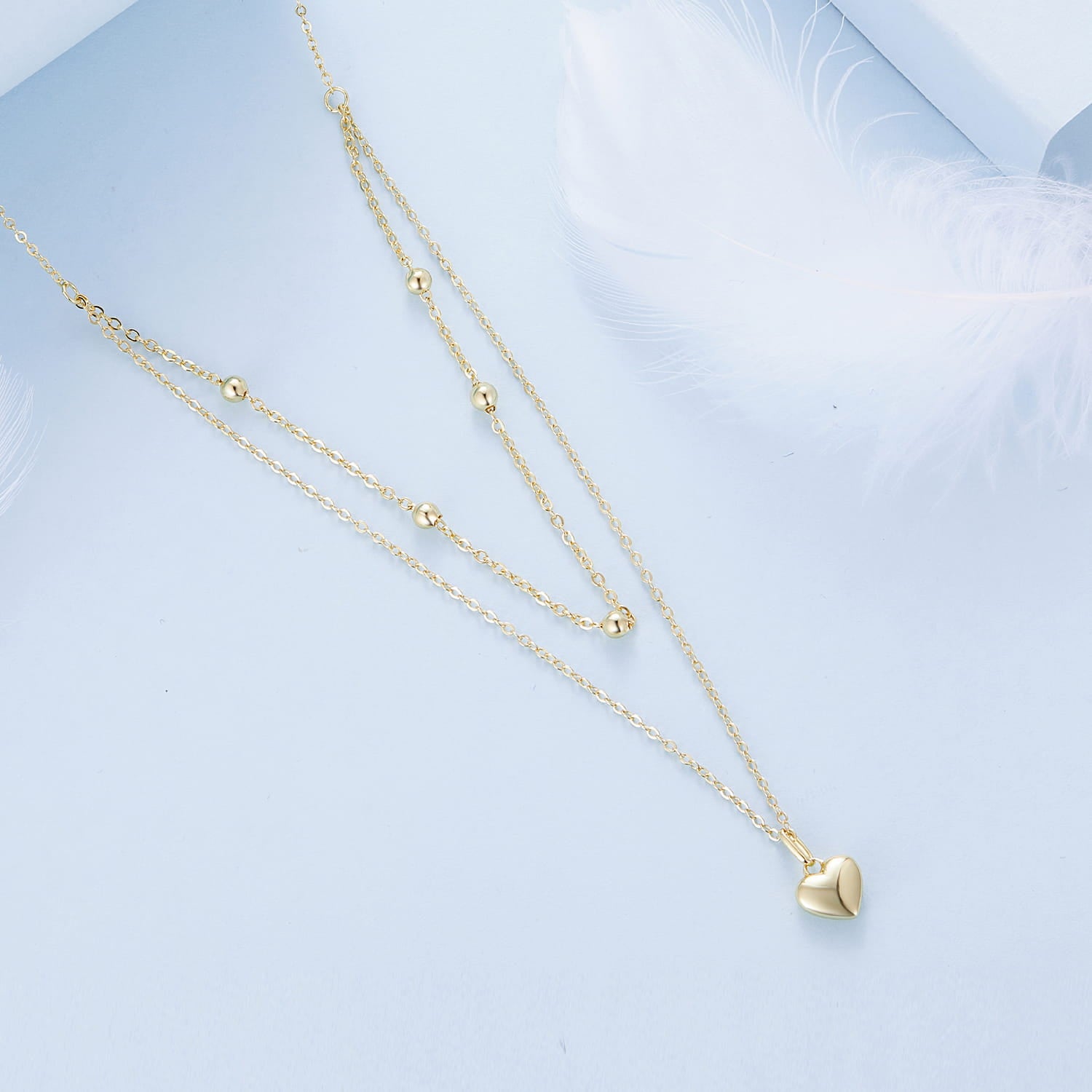 925 Silver Gold Heart Layered Necklace
