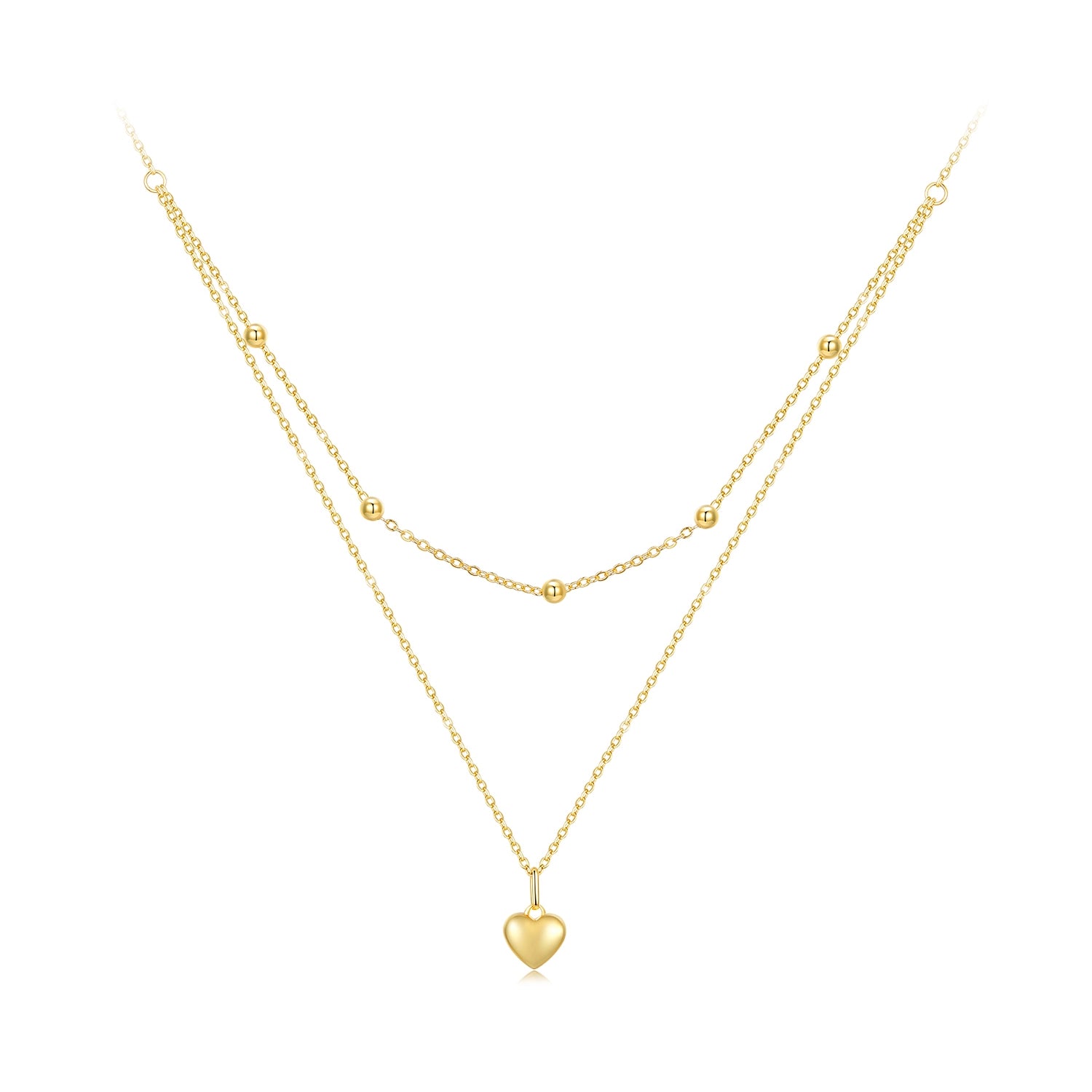 925 Silver Gold Heart Layered Necklace