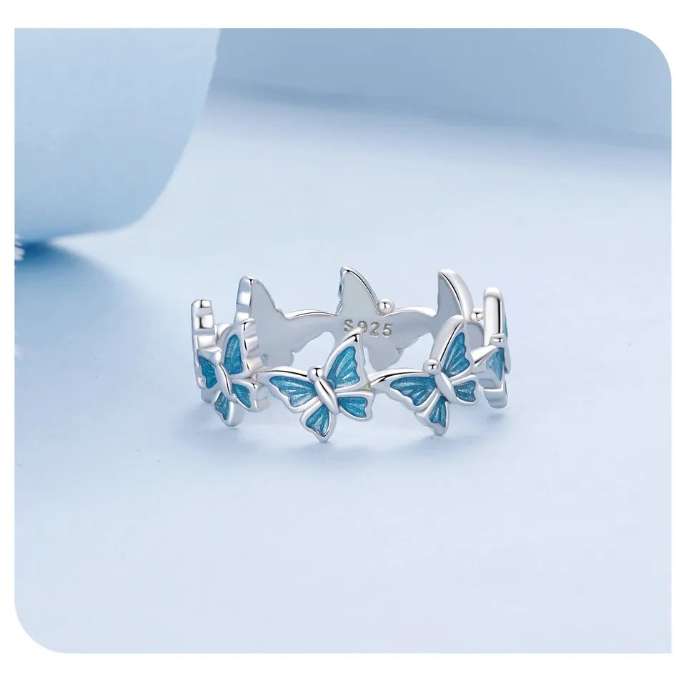 Blue Butterfly Ring - 925 sterling silver
