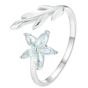 خاتم فضة عيار 925 علي شكل زهرة