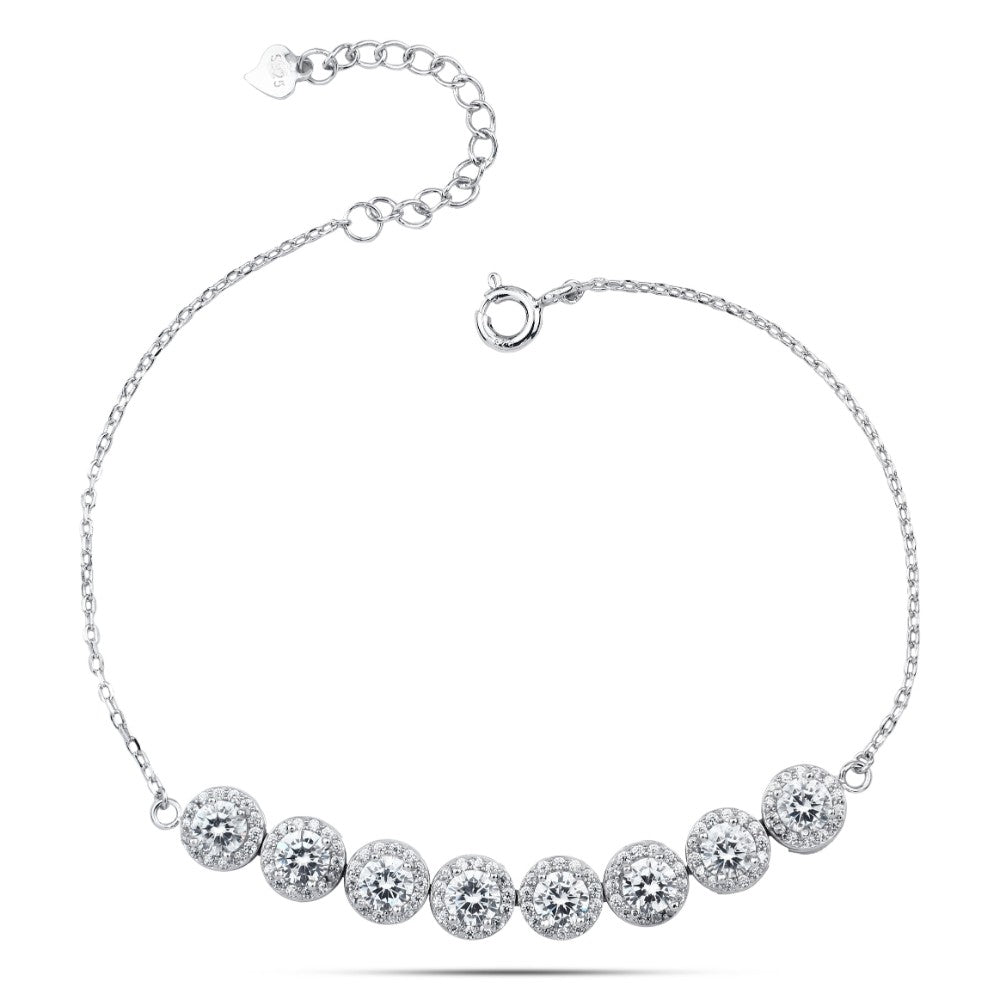 Zircon Circles 925 Silver Bracelet