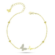 Gold bracelet With a design that showcases the elegance and brilliance of butterflies 925 Sterling Silver