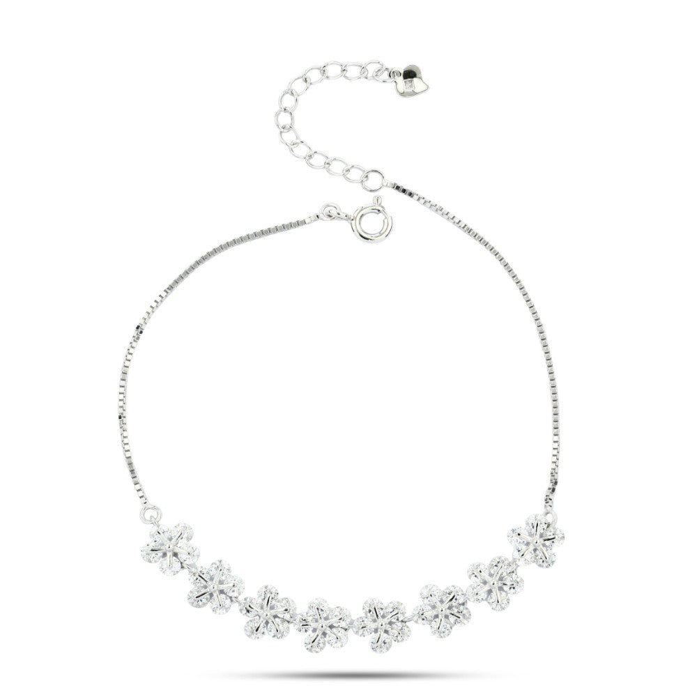 Zircon Flower 925 Silver Bracelet