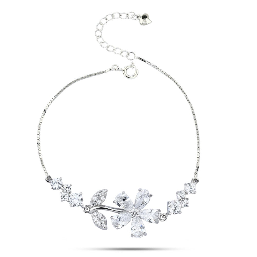 Zircon Flower 925 Silver Bracelet