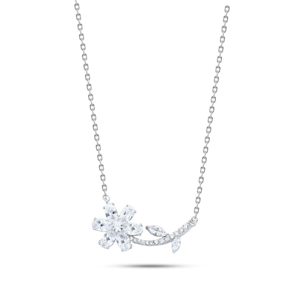 BXNZ021 - 925 Sterling Silver Rose Necklace
