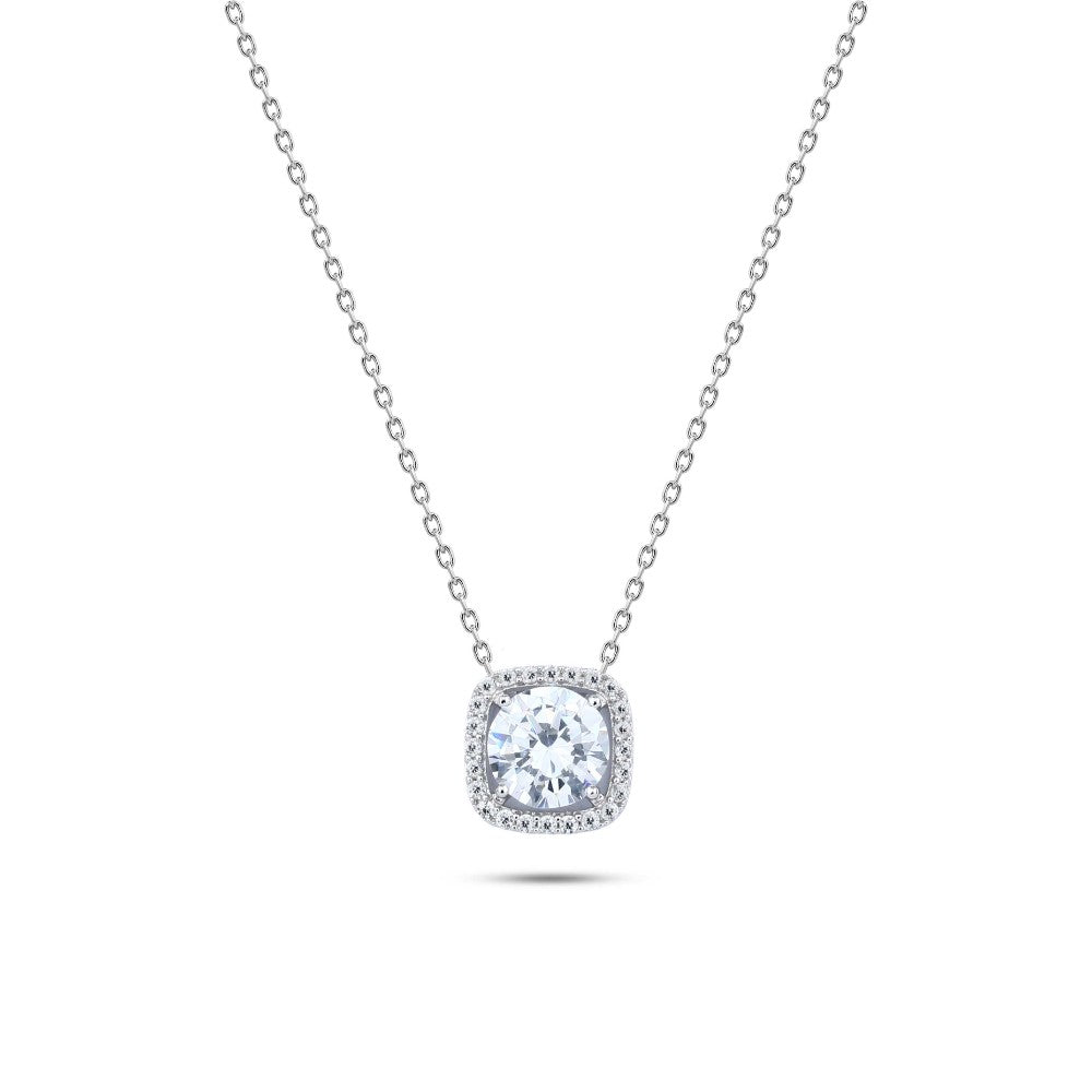 BXNZ028 - 925 Sterling Silver Necklace Adorned with Sparkling Zircon Stones