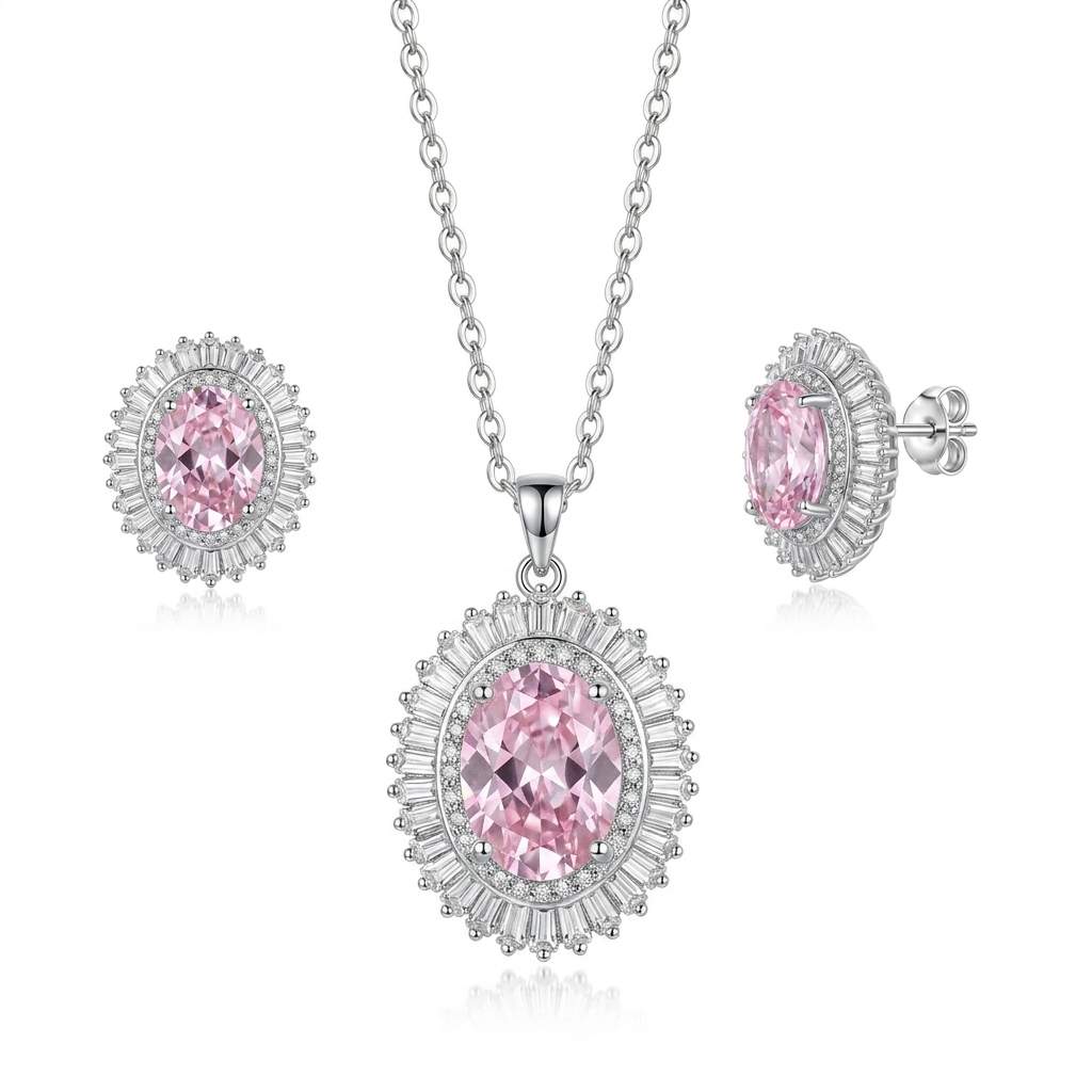 925 Silver Pink Set.