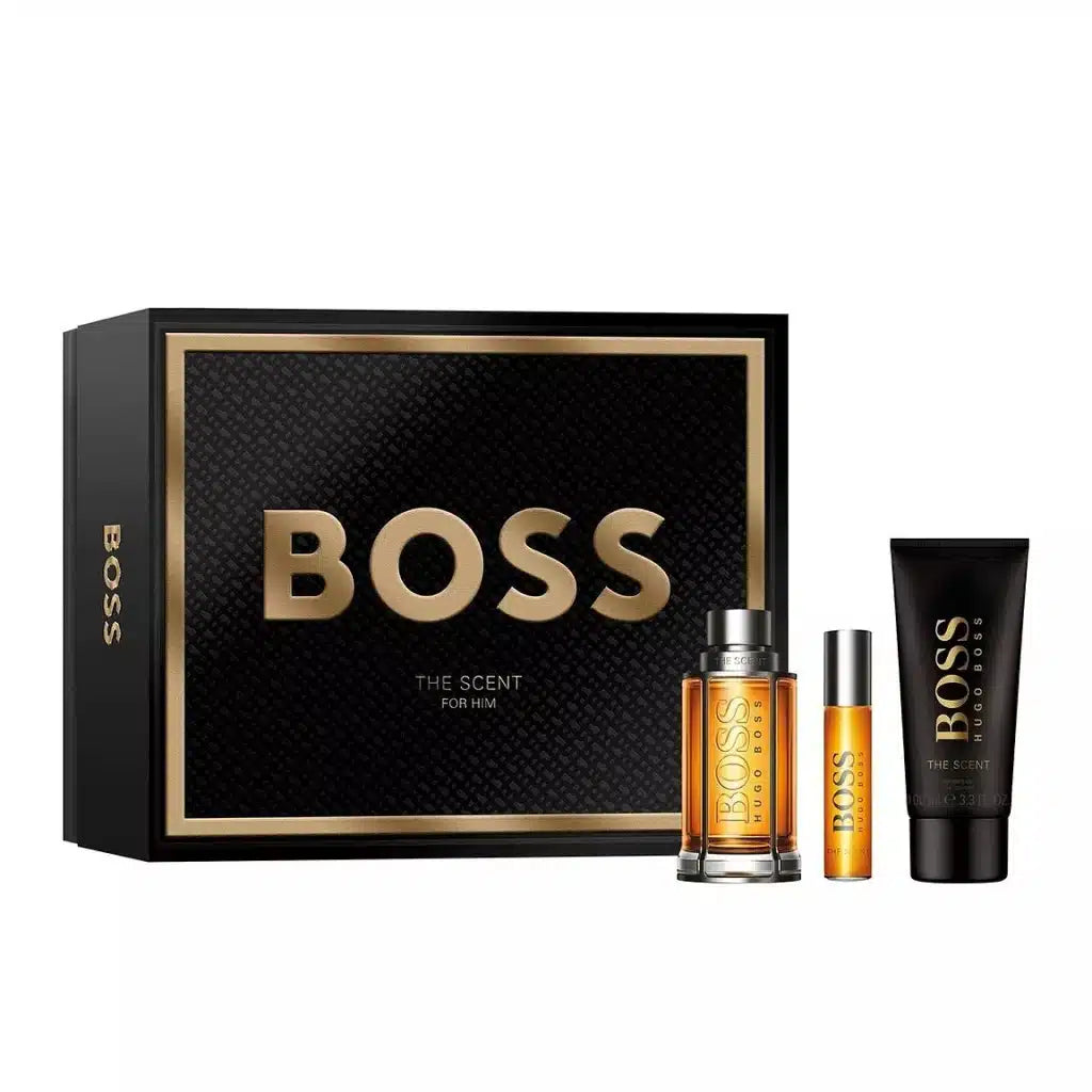 مجموعة عطر هوجو بوس ذا سينت للرجال أو دو تواليت 100 مل + 10 مل + جل استحمام 100 مل