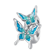 Double Butterfly 925 Silver Charm