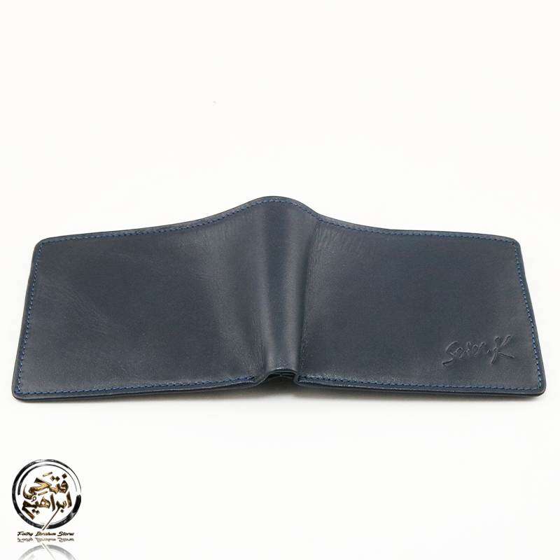 Seven K Genuine Leather Flap Wallet for Men , Navy Blue