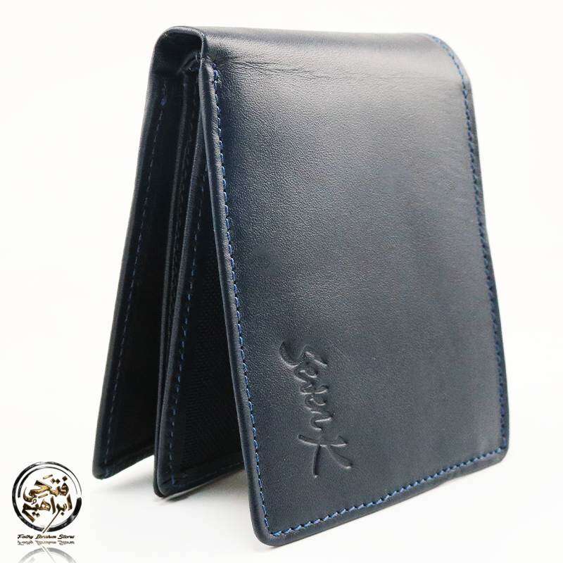 Seven K Genuine Leather Flap Wallet for Men , Navy Blue
