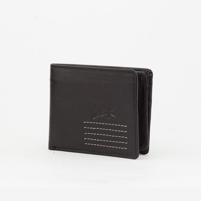 محفظة جلد طبيعي بجيب للعملات المعدنية للرجال من سيفن كيه , أسود