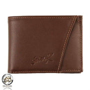 C2201N- محفظة جلد طبيعي بجيب للعملات المعدنية للرجال من سيفن كيه, بني