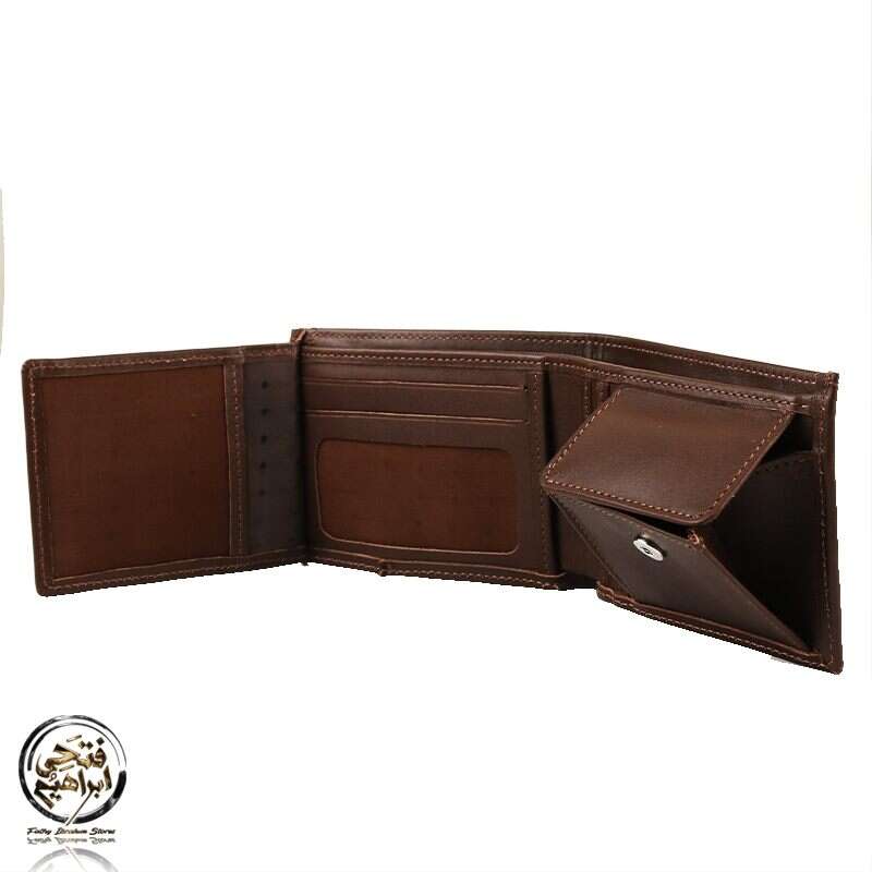 C2201N- محفظة جلد طبيعي بجيب للعملات المعدنية للرجال من سيفن كيه, بني