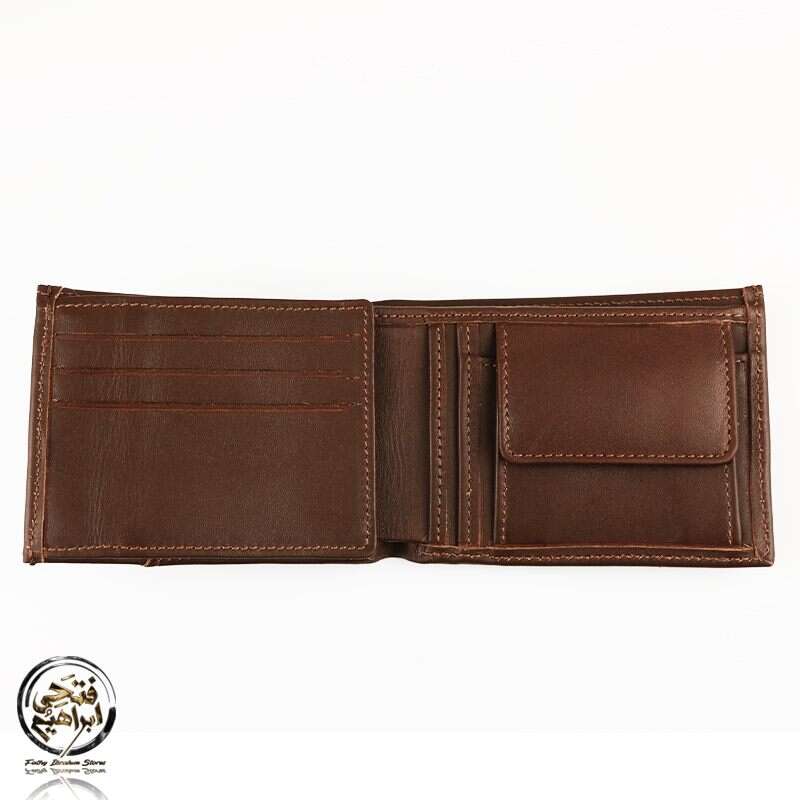 C2201N- محفظة جلد طبيعي بجيب للعملات المعدنية للرجال من سيفن كيه, بني