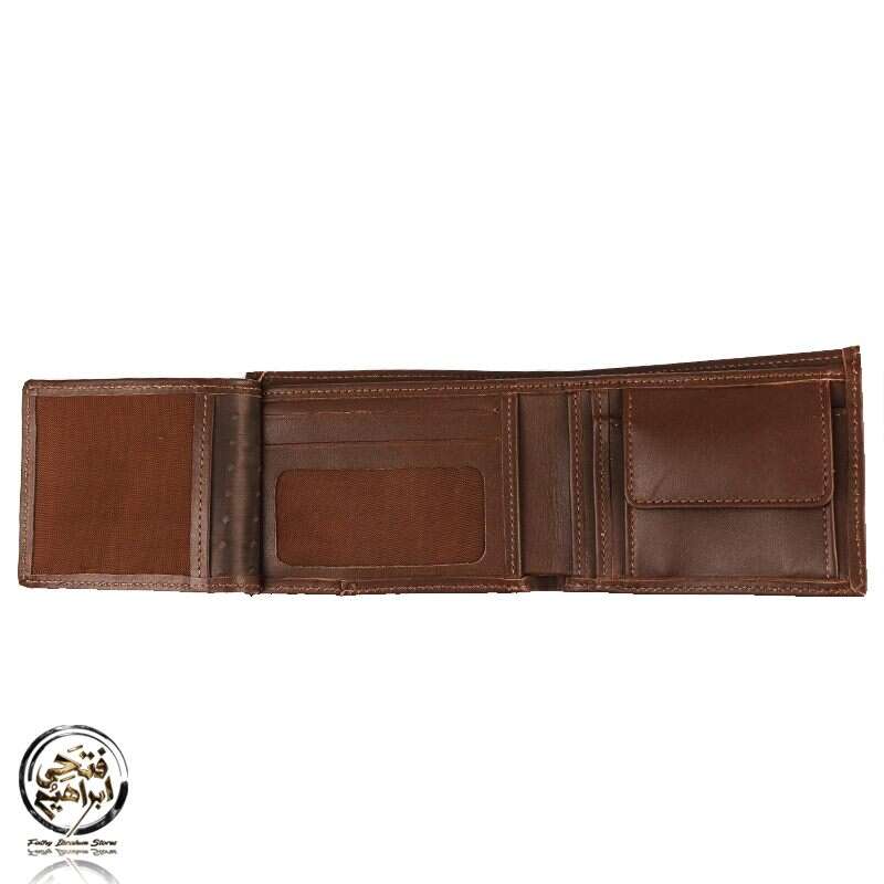 C2201N- محفظة جلد طبيعي بجيب للعملات المعدنية للرجال من سيفن كيه, بني