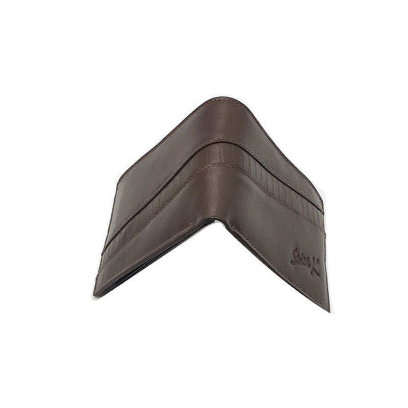 محفظة جلد طبيعي بجيب للعملات المعدنية للرجال من سيفن كيه, بني