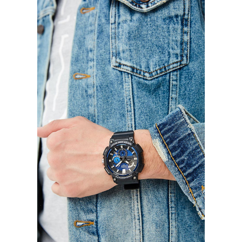 Casio Men's Watch Black Resin Strap Blue Dial MCW-200H-2AVDF
