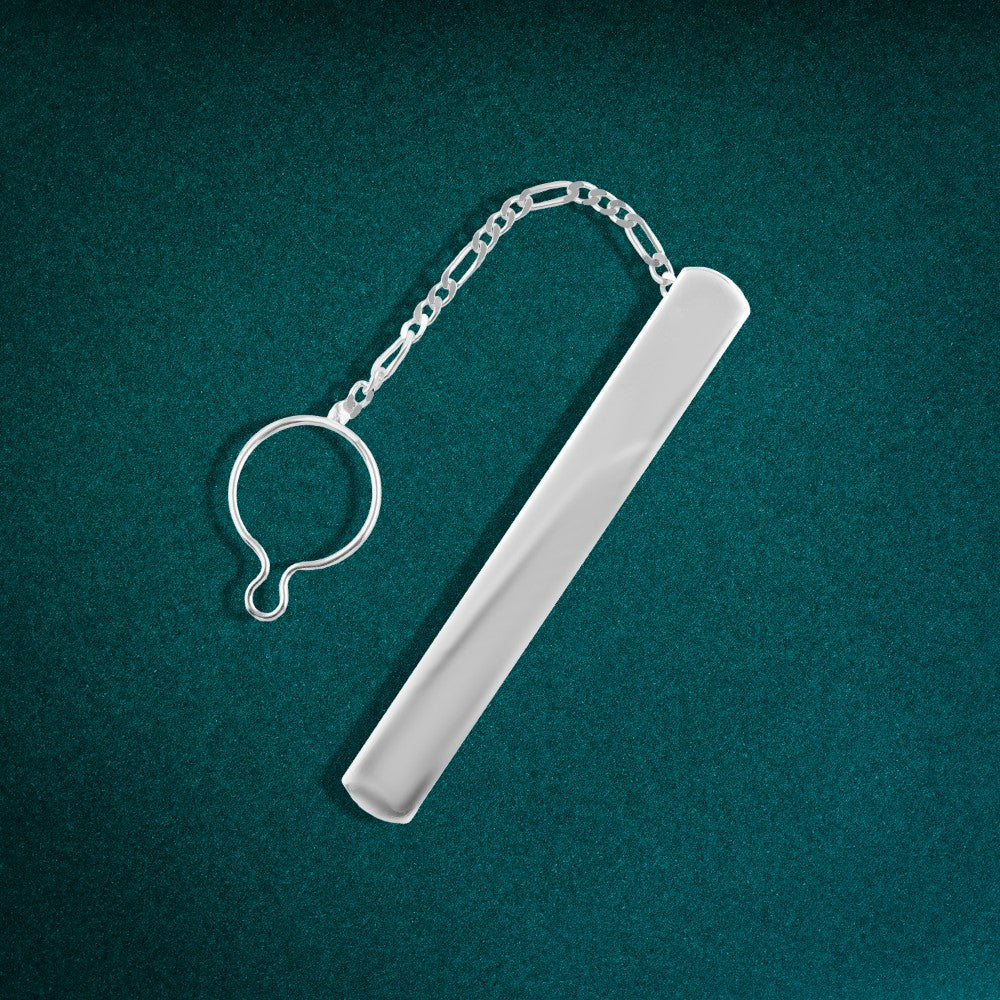Elegant Italian Sterling Silver Tie Pin – Sleek 925 Design with Chain


