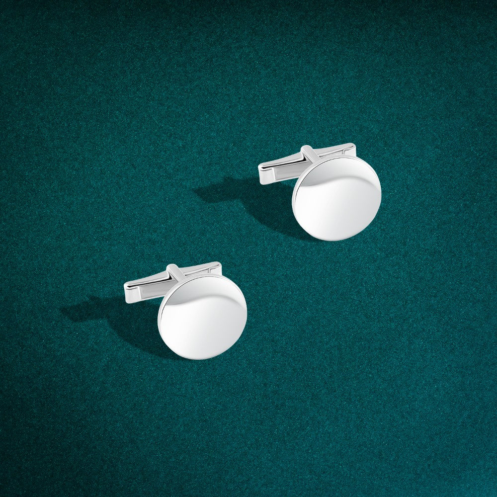 Luxury 925 Italian Silver Cufflinks – Elegant Polished Round Design