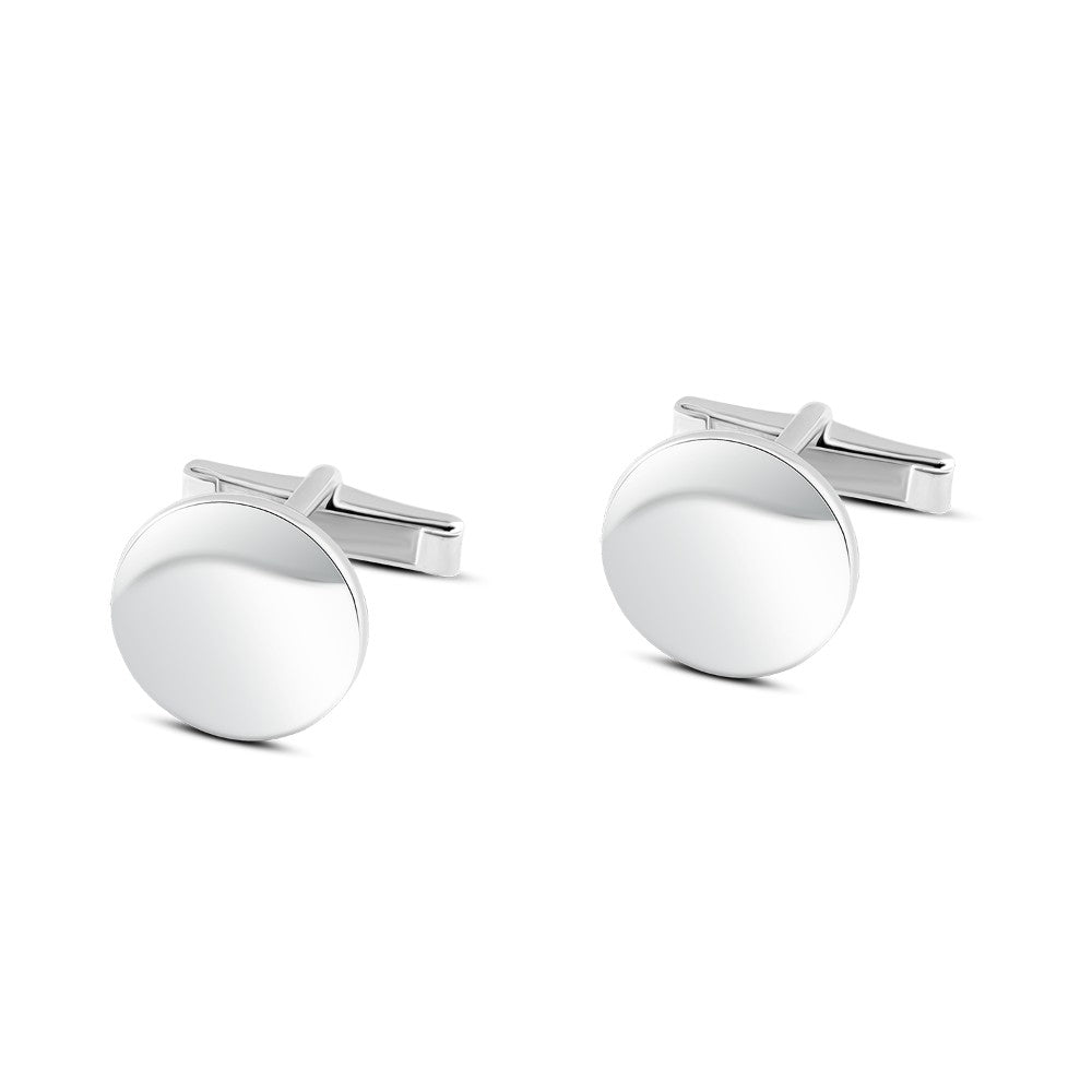 Luxury 925 Italian Silver Cufflinks – Elegant Polished Round Design