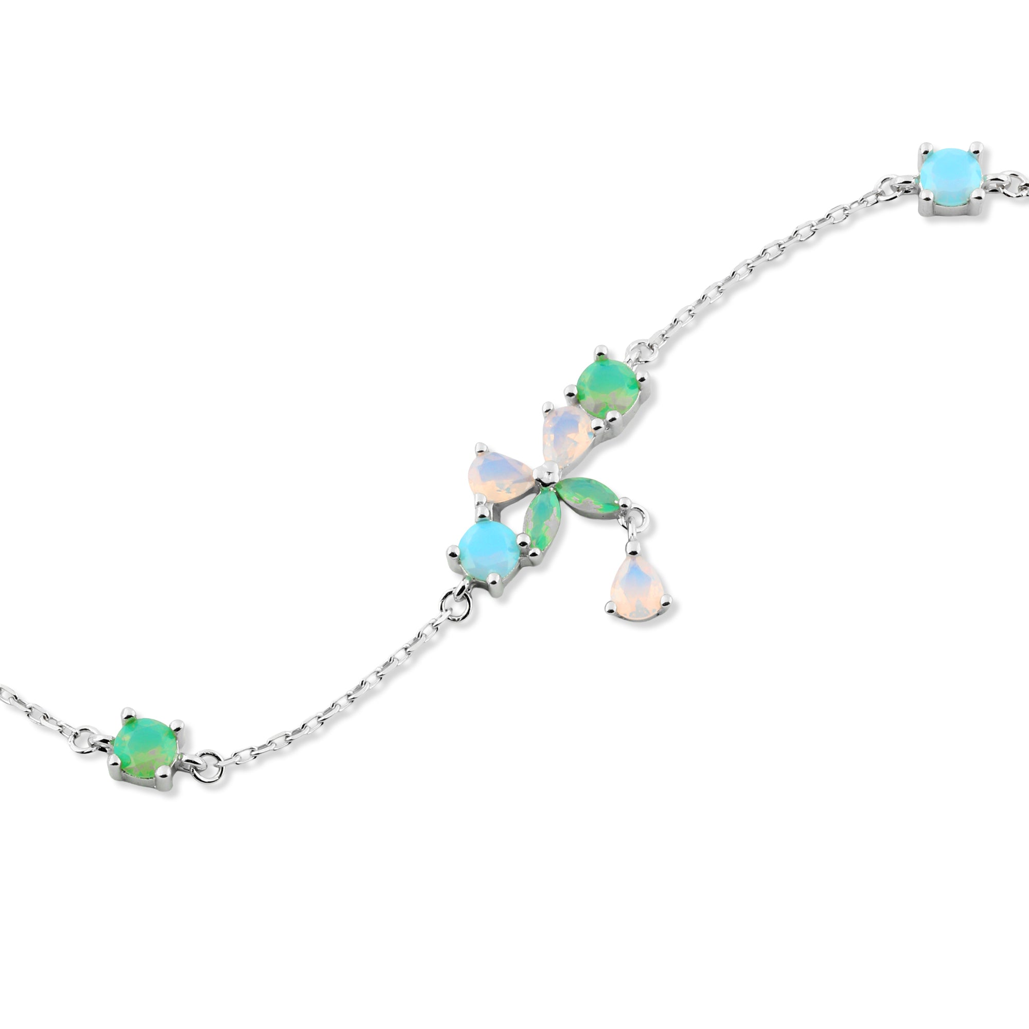 إنسيال بأحجار ملونة وفص متدلي فضة عيار 925