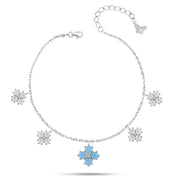 925 sterling silver flower design pendant studded with shiny zircon stones