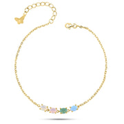Golden flowing design, 925 sterling silver, studded with shiny zircon stones