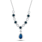Classic 925 silver necklace with a blue stone and sparkling accents