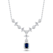 Luxury 925 silver necklace with a rectangular blue stone and sparkling accents
