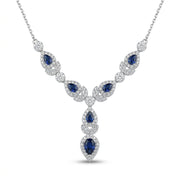 925 Silver Necklace with Blue Stone in a Luxurious Drop Design