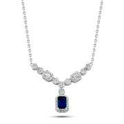 925 Silver Necklace – Royal Blue Stone with Sparkling Setting
