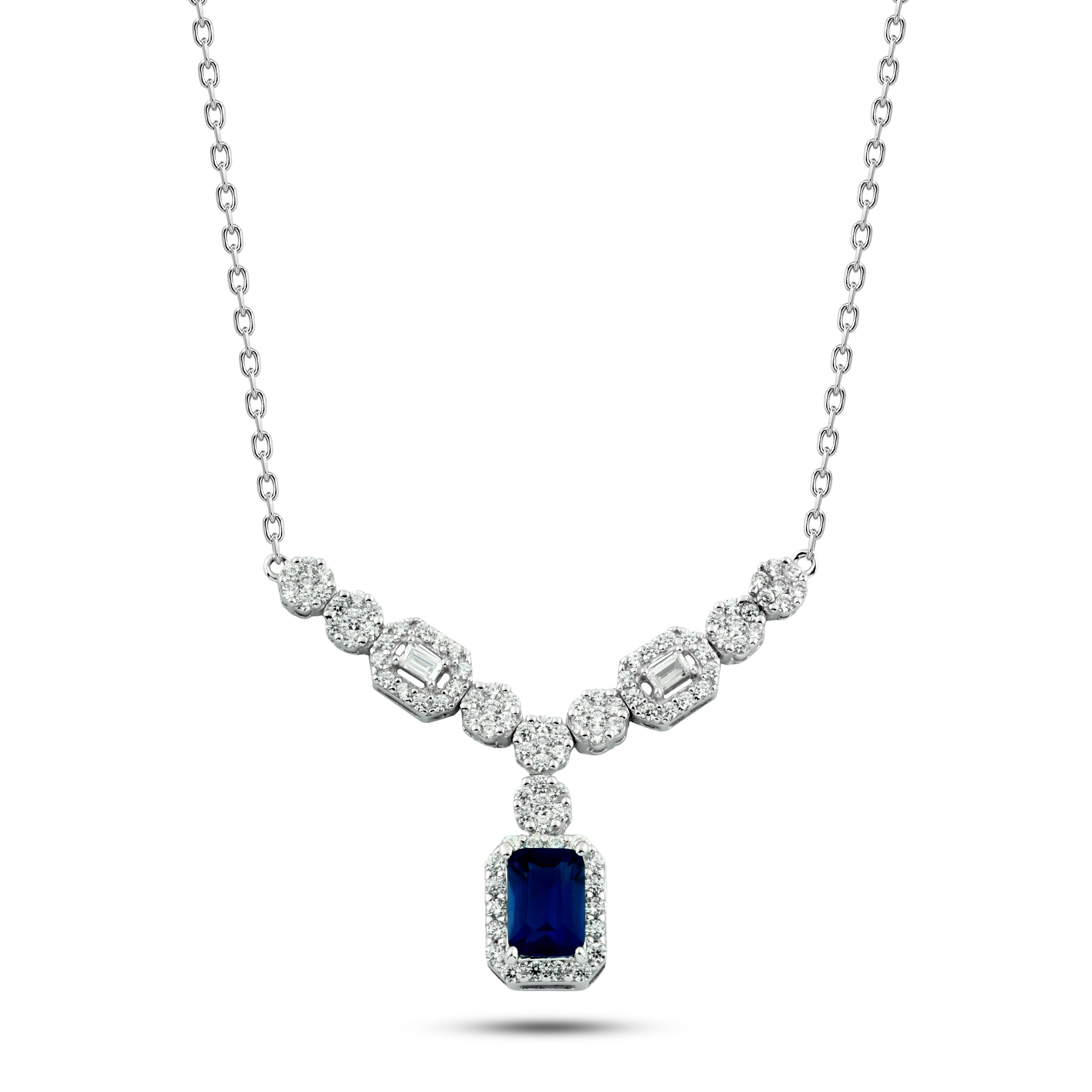 عقد "حجر أزرق ملكي مرصع" فضة عيار 925