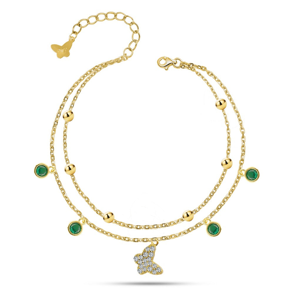 A delicate butterfly design in 925 sterling silver with shiny zircon stones.