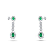 Drop sterling silver earrings with a green stone and white accents – 925 silver