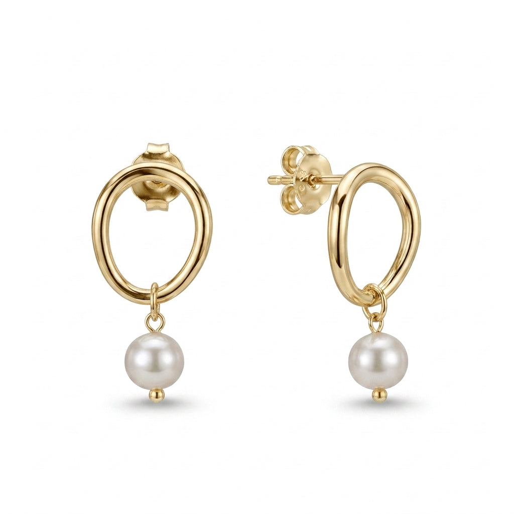 Drop Pearl Earrings 925 Silver Gold Plated
