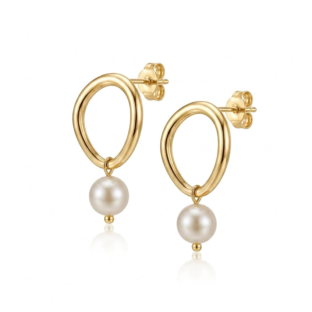 Drop Pearl Earrings 925 Silver Gold Plated