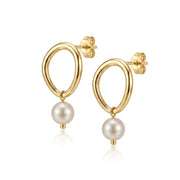 Drop Pearl Earrings 925 Silver Gold Plated