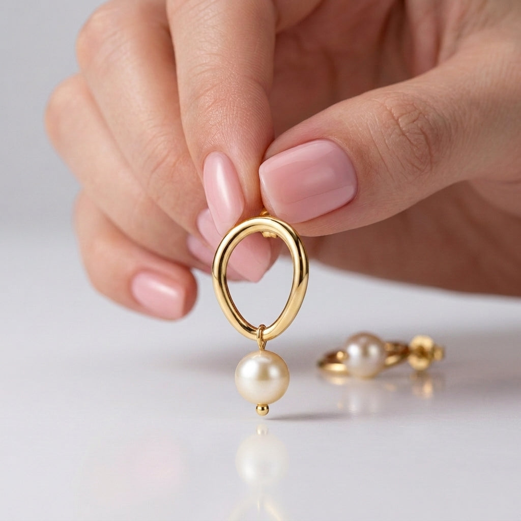 Drop Pearl Earrings 925 Silver Gold Plated