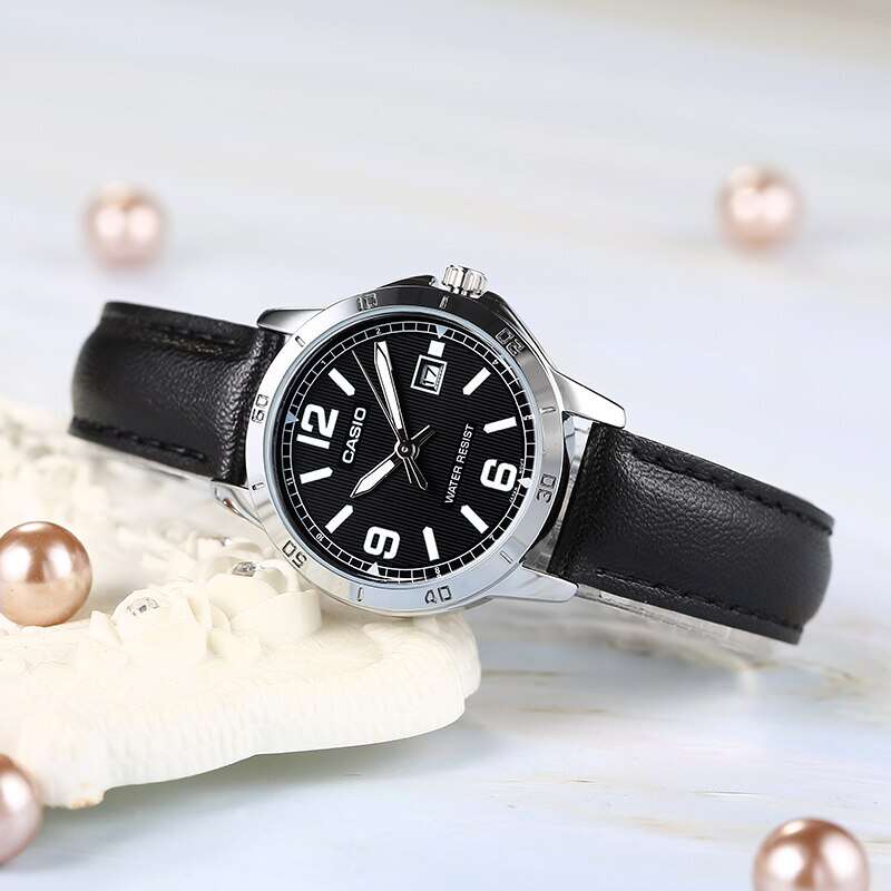 Casio Ltp V004l Black Leather Strap Watches Women's LTP-V004L