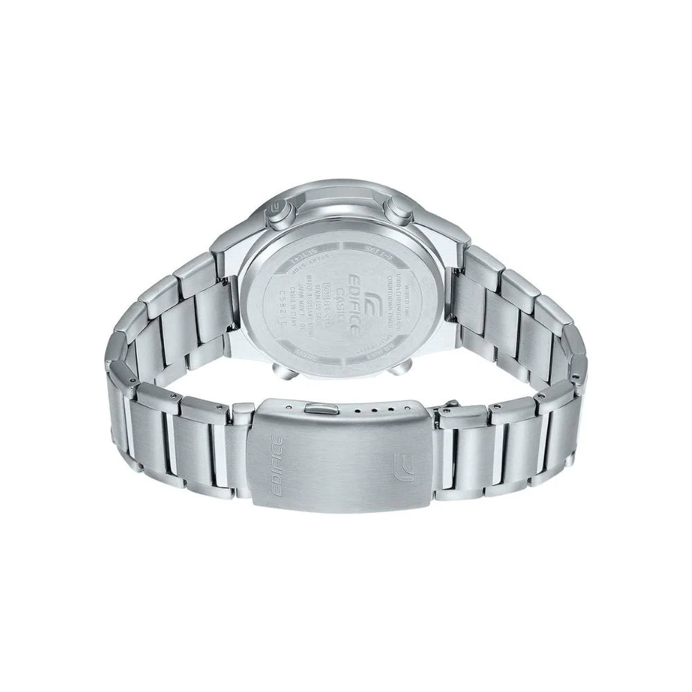 ساعة كاسيو إيديفيس للرجال تناظرية رقمية بمينا أسود وسوار ستانلس ستيل – EFV-C110D-1A4VDF