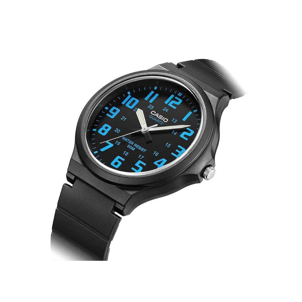 Casio Men's Analog Watch - Blue Dial and Black Resin Band