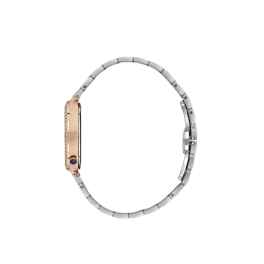 ساعة سانتا باربرا بولو آند راكيت النسائية بمينا أبيض لؤلؤي وسوار فضي * روز جولد SB.1.10613-5