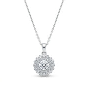 925 Silver Sparkling Zircon Flower Necklace