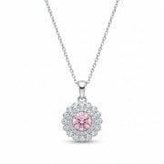 Pink Flower Necklace With Zircon 925 Silver