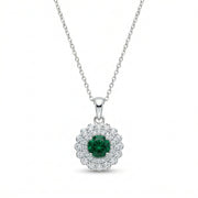 Green Flower Necklace With Zircon 925 Silver