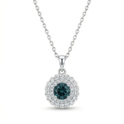 Dark Blue Flower Necklace With Sparkling Zircon 925 Silver