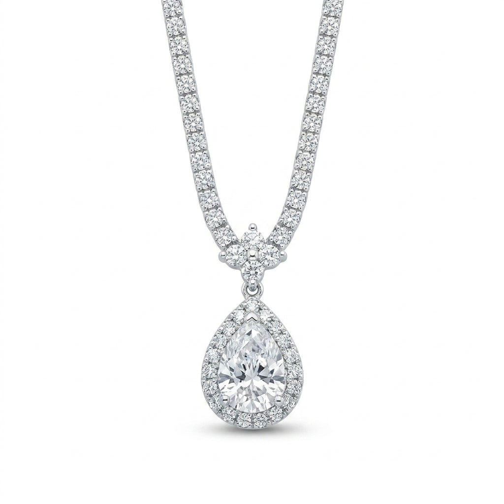 925 Silver Zircon Teardrop Necklace